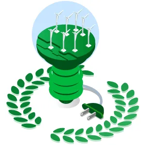 des éoliennes dans un bulbe d'ampoule 