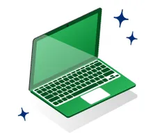 green laptop